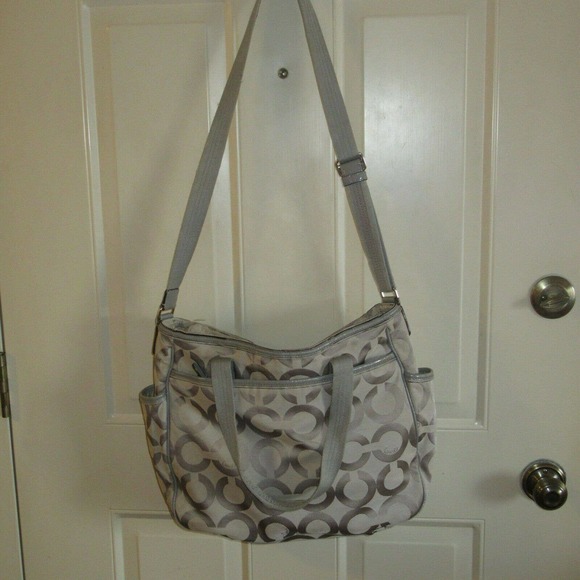 Coach Beige Op Art Signature Diaper Baby Tote Bag 16981 - Picture 2 of 11
